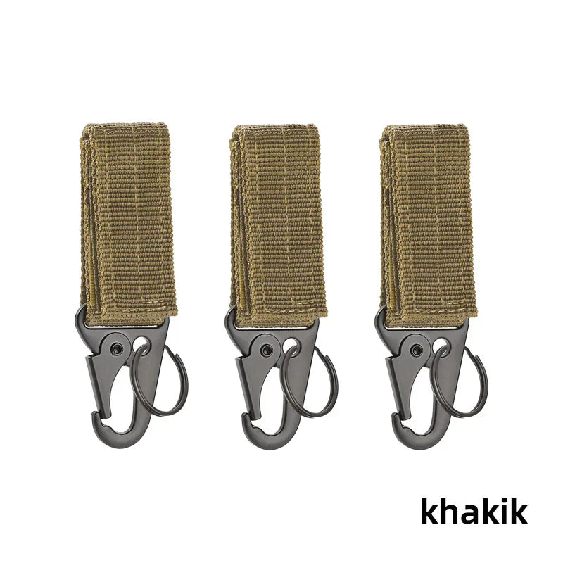 Tactical Belt Key Clip Hook with Hook-and-Loop Strap, Nylon Webbing Carabiner Keychain Holder