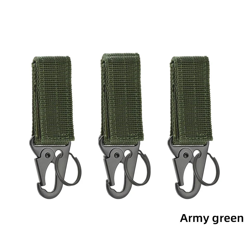 Tactical Belt Key Clip Hook with Hook-and-Loop Strap, Nylon Webbing Carabiner Keychain Holder
