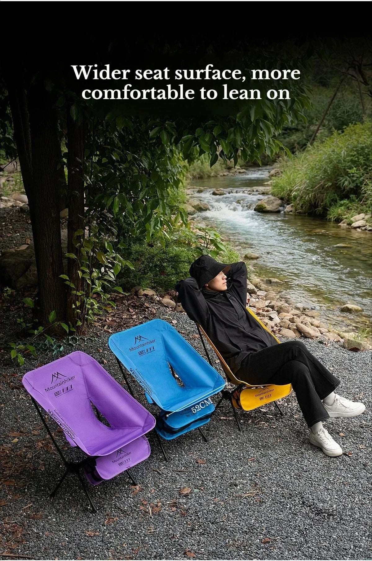 Ultralight Folding Camping Chair, Portable Moon Chair with Carry Bag, Aluminum Frame for Backpacking, Beach, Picnic & Fishing (Purple/Blue/Yellow)