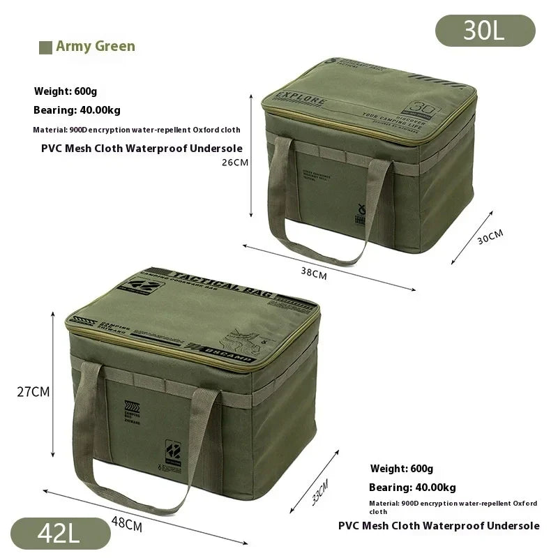 30-42L Tactical Camping Storage Bag - Insulated Folding Box for Picnic, Tableware & Field Equipment Waterproof