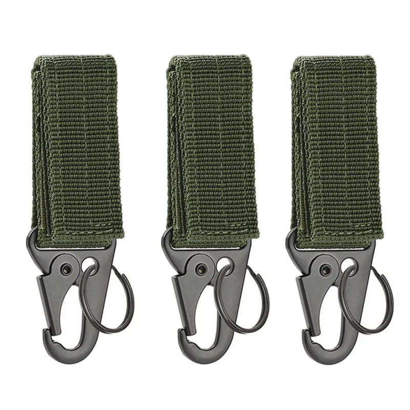 1-3 PCS.Tactical Hanging Buckle Molle Nylon Webbing Carabiner Belt Triangle Keychain for Outdoor Climbing Camping Tool Accessory