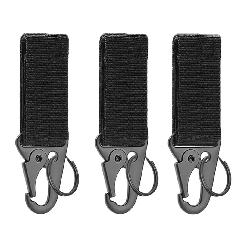 1-3 PCS.Tactical Hanging Buckle Molle Nylon Webbing Carabiner Belt Triangle Keychain for Outdoor Climbing Camping Tool Accessory