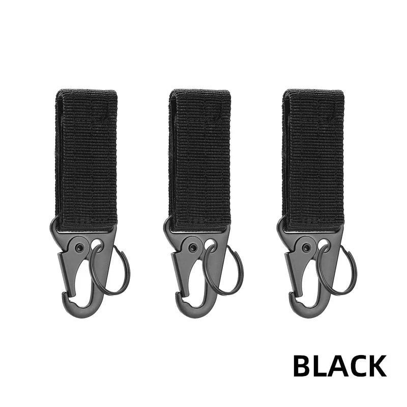 Tactical Belt Key Clip Hook with Hook-and-Loop Strap, Nylon Webbing Carabiner Keychain Holder