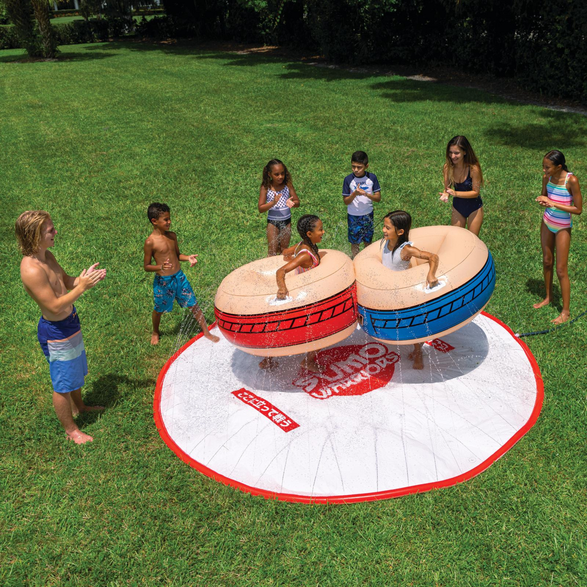 WOW Watersports 10ft Sumo Wrestling Spray Pad with 2 Sumo Belly-Bumpers