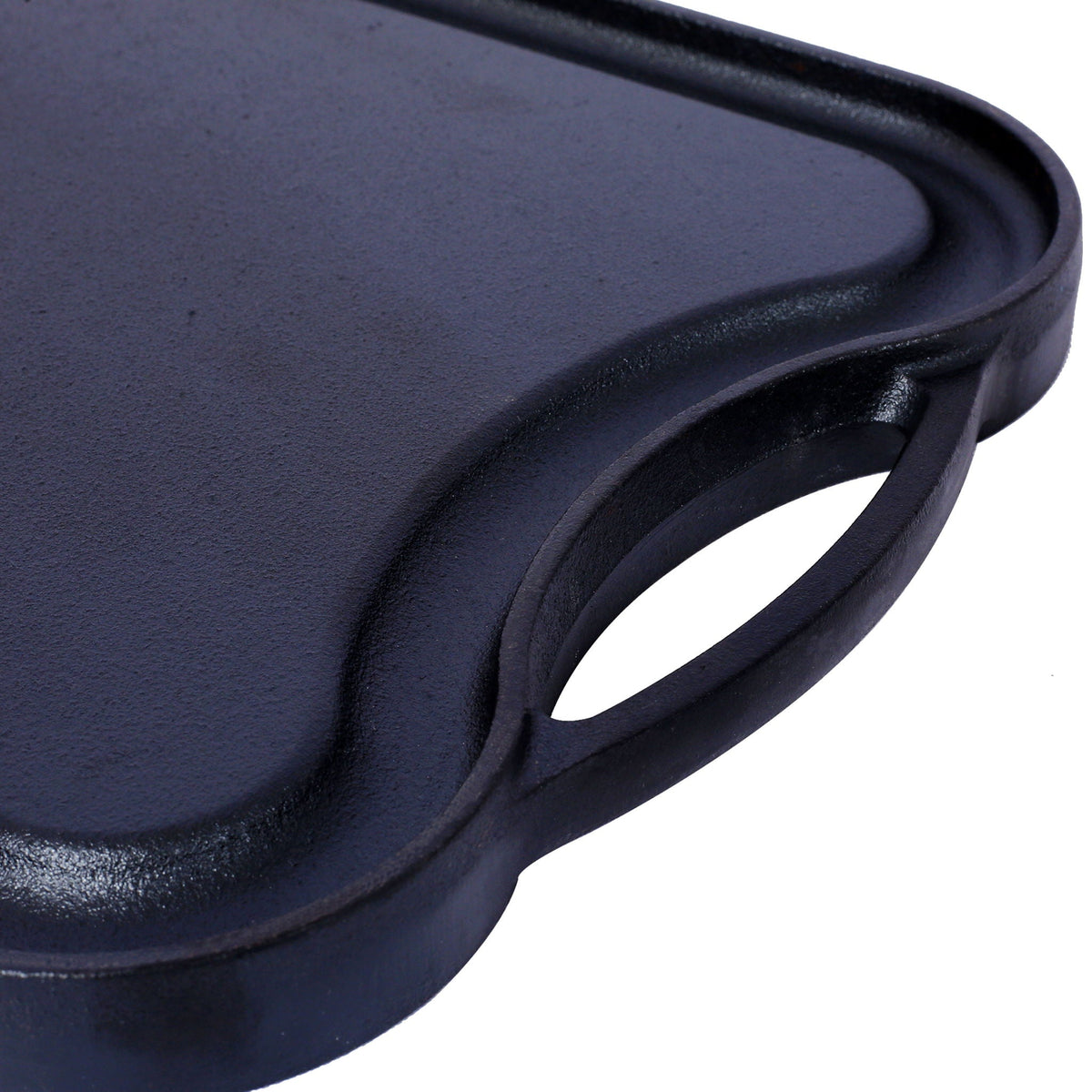 Pre-Seasoned Cast Iron Reversible Rectangular Grill Griddle with Dual-Sided Design - Black