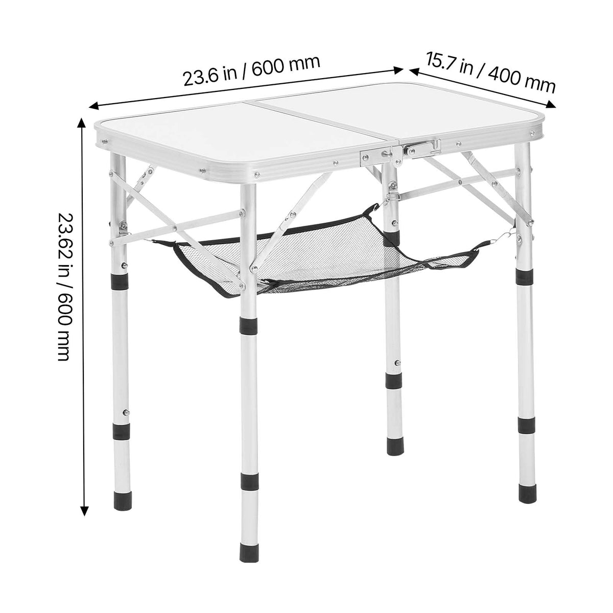 Folding Portable Camping Table with Adjustable Height – Silver or Black
