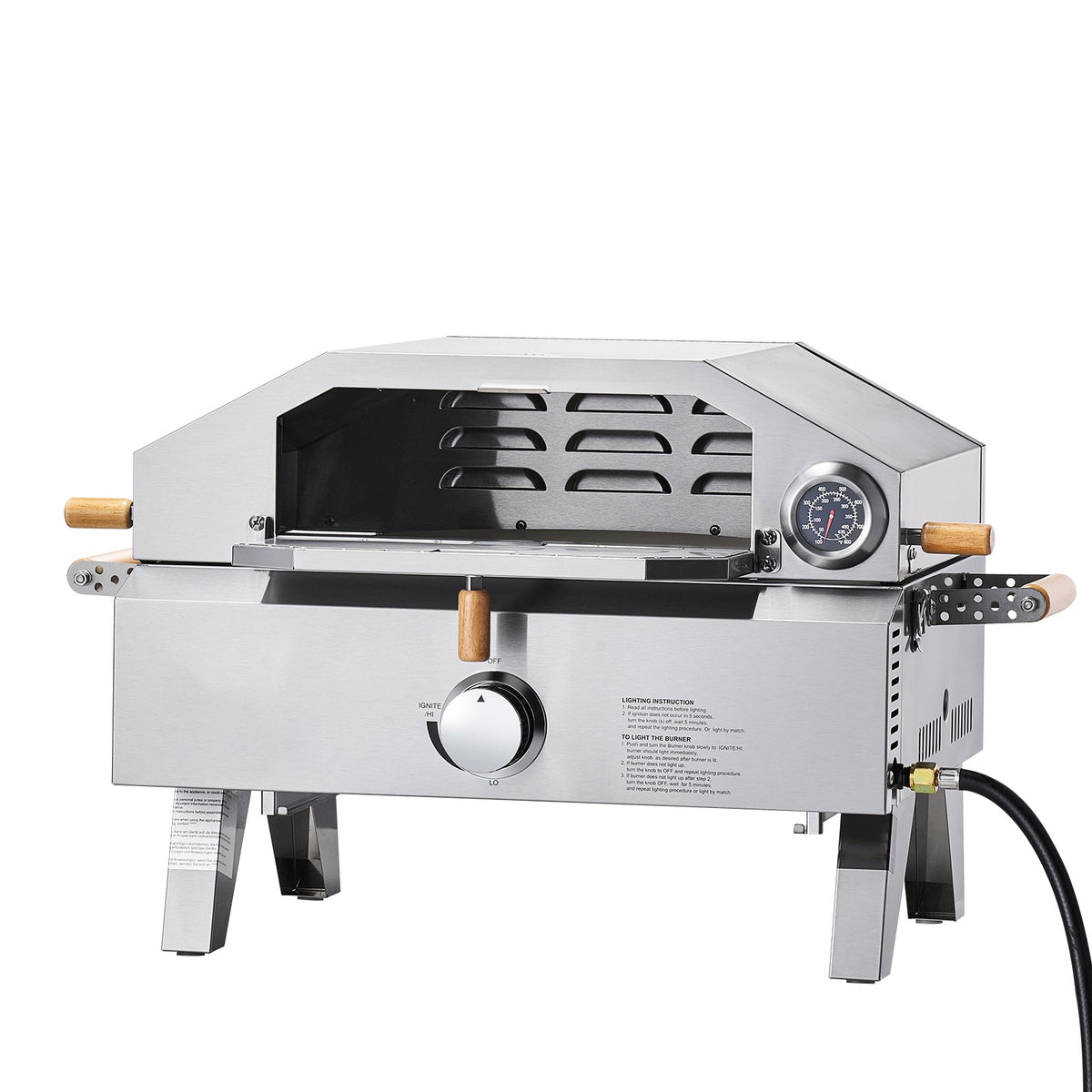 Outdoor Gas Pizza Oven with Thermometer - Stainless Steel