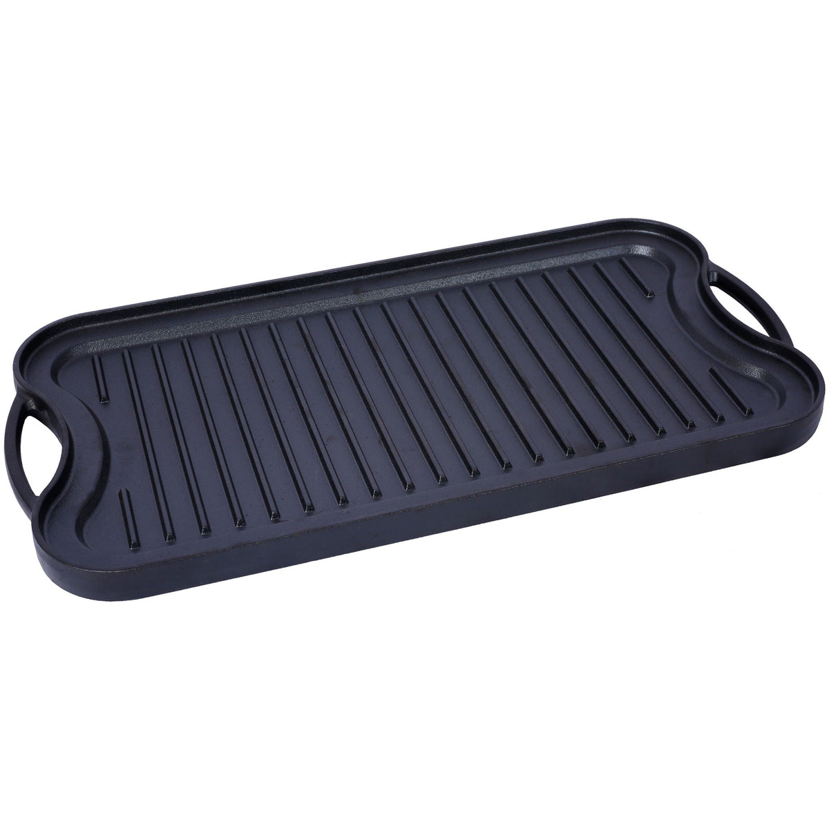 Pre-Seasoned Cast Iron Reversible Rectangular Grill Griddle with Dual-Sided Design - Black