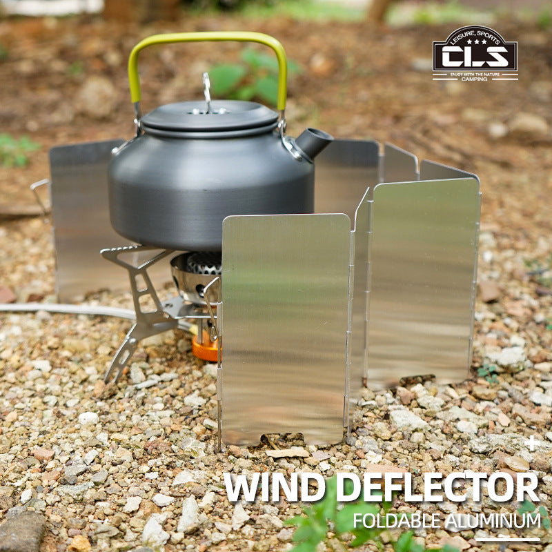 Outdoor Aluminum Alloy Windshield Stove Head Stove Windshield Folding Portable 9-Piece Mini Picnic Camping Equipment