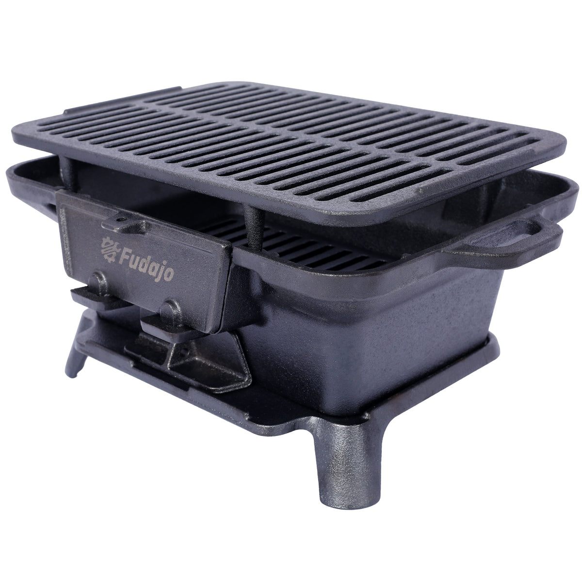Oval Cast Iron Grill with Enamel Coating - Charcoal Tabletop Skillet