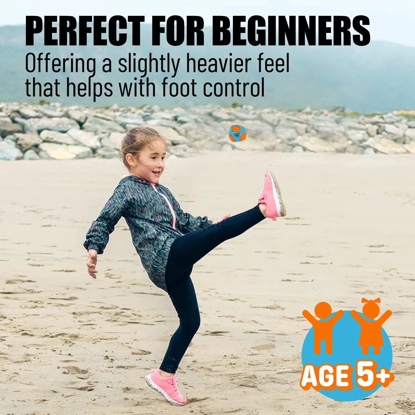 Hand Stitched Official Hacky Sack, Striker Blue & Orange