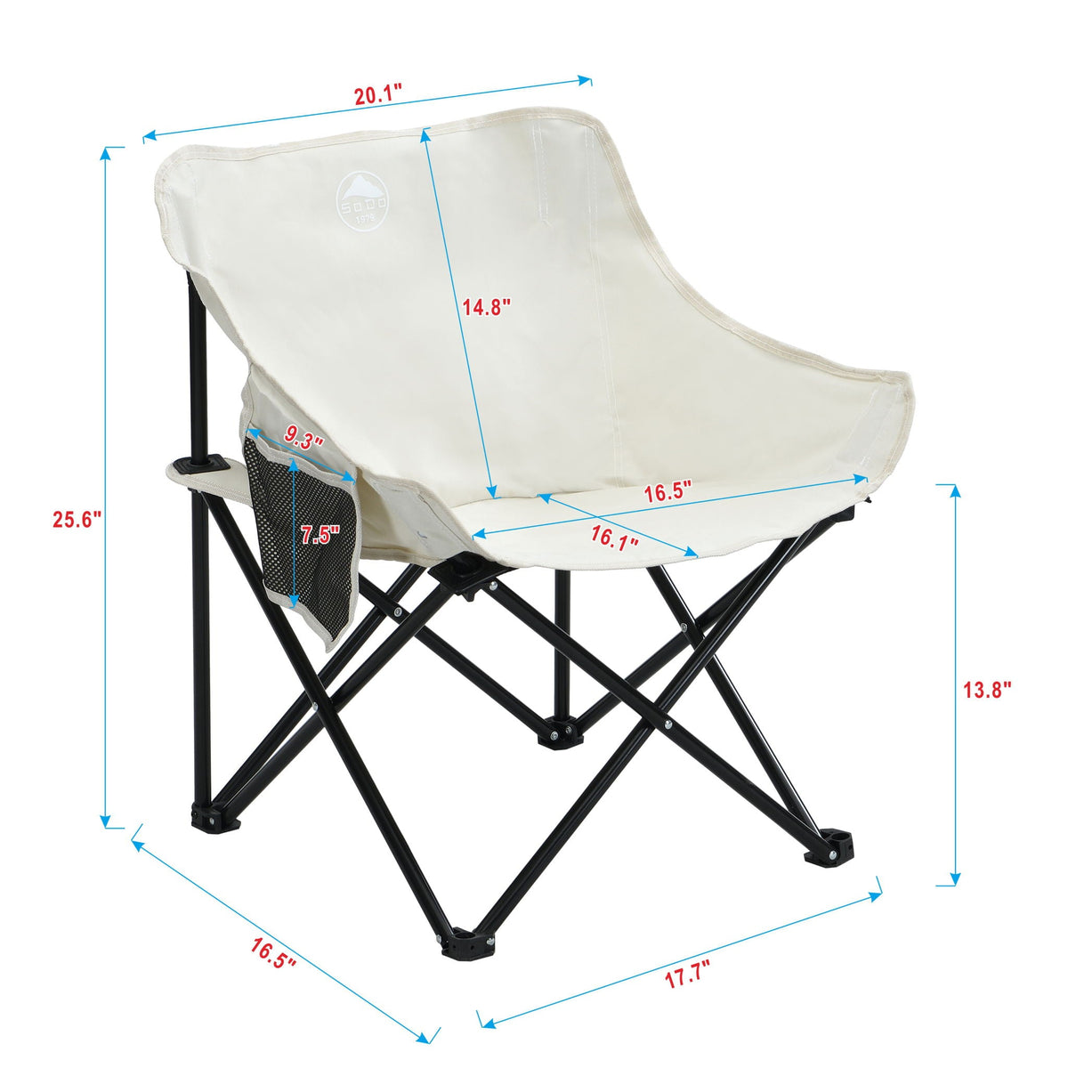 Portable Folding Camping Chairs with Carry Bag - Set of 2, Fabric - Beige or Black