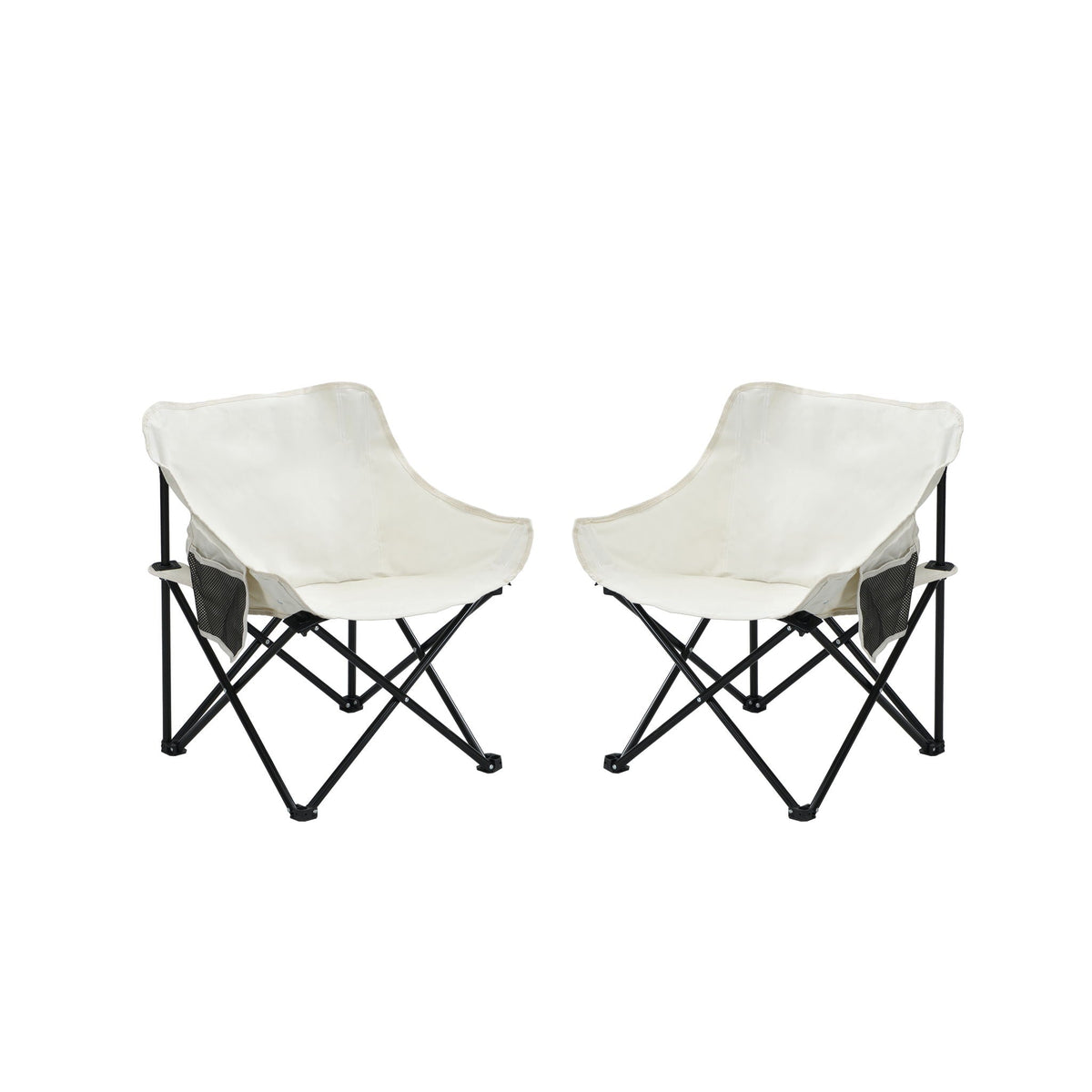 Portable Folding Camping Chairs with Carry Bag - Set of 2, Fabric - Beige or Black