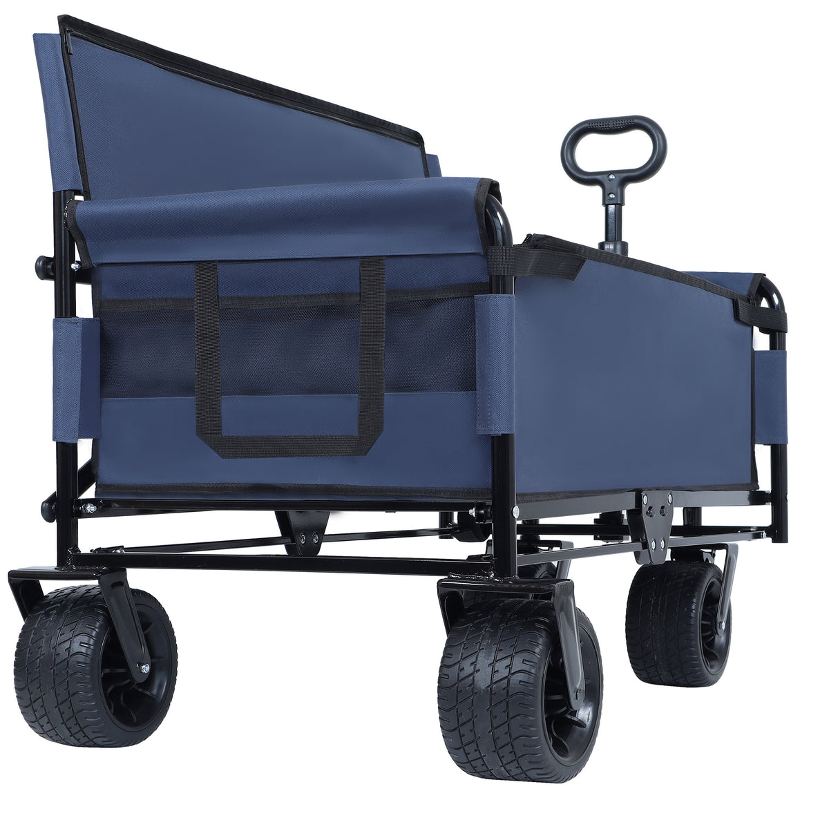 3-in-1 Convertible Folding Outdoor Wagon with Bench Seat - Dark Blue